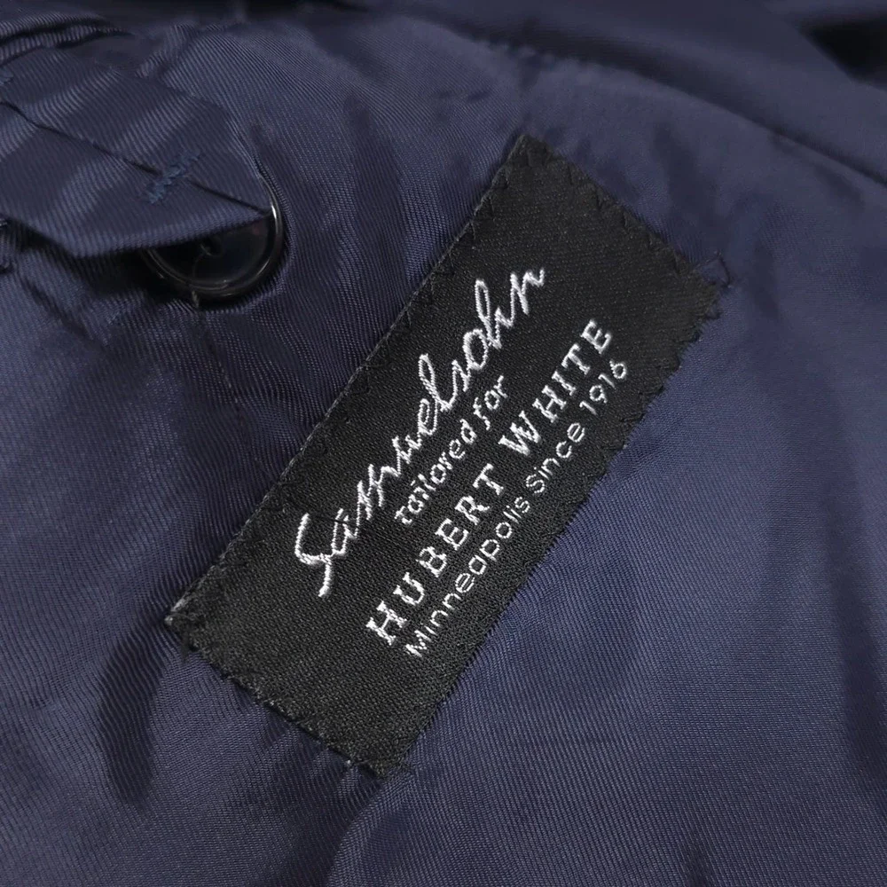 SAMUELSOHN Men's Navy Sport Coat Navy 40L Super 120s Wool UNION MADE UTIS CANADA